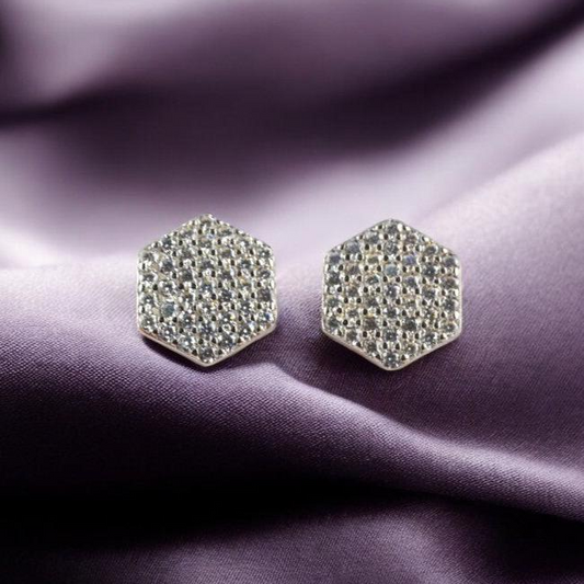 Enchanted Hexagems 925 Sterling Silver Studs (Silver)