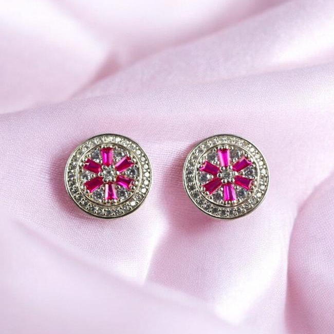 925 Sterling Silver Pink Zircon Studs