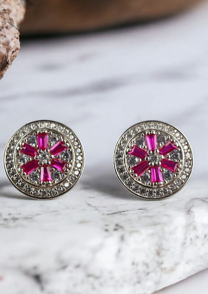 925 Sterling Silver Pink Zircon Studs