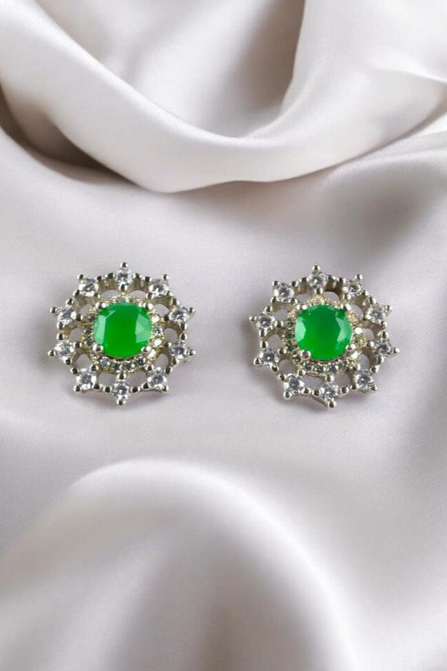 925 Sterling Silver Emerald Green Zircon Studs