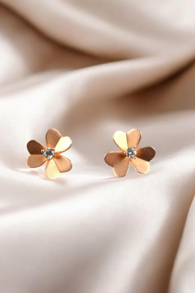 925 Sterling Silver RoseGold Flower Studs