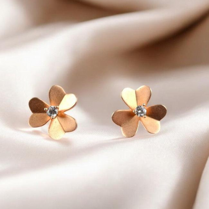 925 Sterling Silver RoseGold Flower Studs