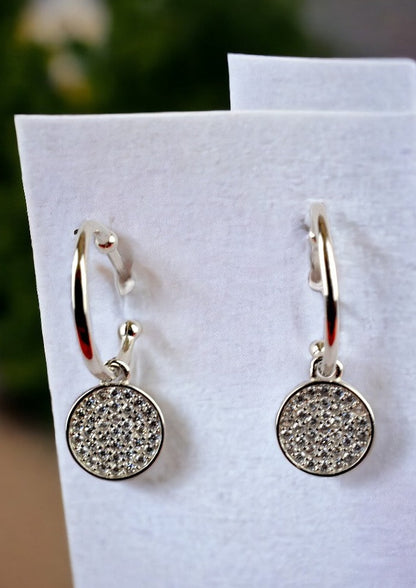 925 sterling silver hoop earrings(Silver)