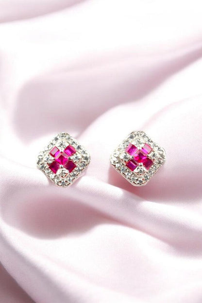 925 Sterling Silver Ruby Red Zircon Studs