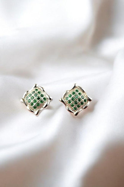 925 Sterling Silver Emerald Green Zircon Studs