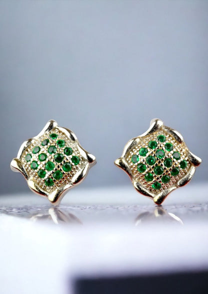 925 Sterling Silver Emerald Green Zircon Studs