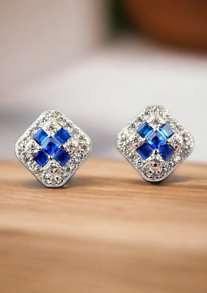 925 Sterling Sapphire Blue Studs