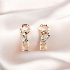 925 Sterling Silver Rose Gold charm Earrings