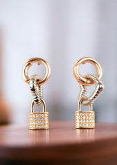 925 Sterling Silver Rose Gold charm Earrings