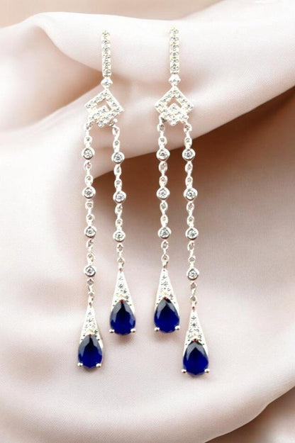 925 Sterling Silver Royal Blue Drop Earring