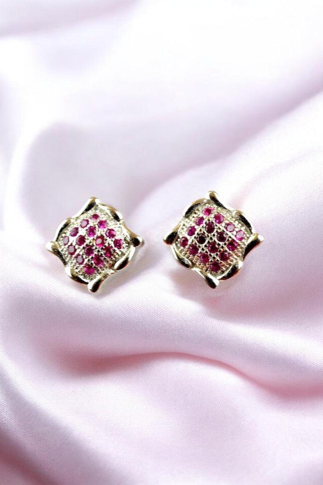 925 Sterling Silver Ruby Red Zircon Studs