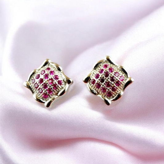 925 Sterling Silver Ruby Red Zircon Studs