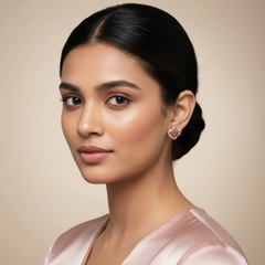 925 Sterling Silver Ruby Red Zircon Studs