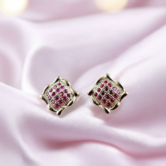 925 Sterling Silver Ruby Red Zircon Studs