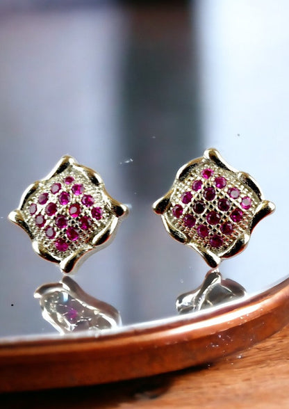 925 Sterling Silver Ruby Red Zircon Studs