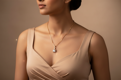 925 Sterling Silver Rose Gold Solitaire Pendant With Chain