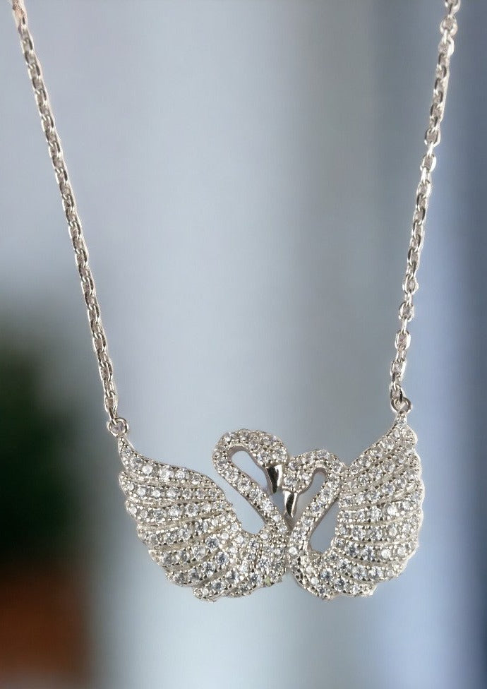 925 Sterling Silver Swan Harmony Necklace