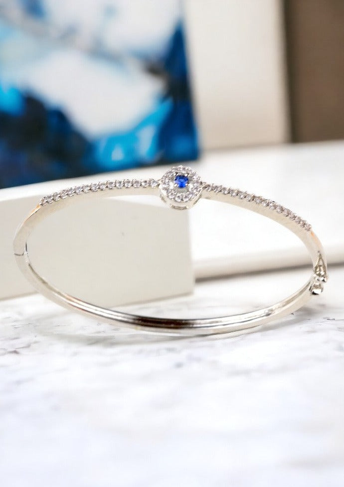 925 Sterling Silver Sapphire Blue Kada Bracelet