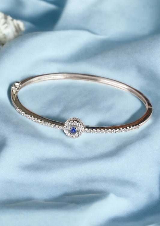 925 Sterling Silver Sapphire Blue Kada Bracelet