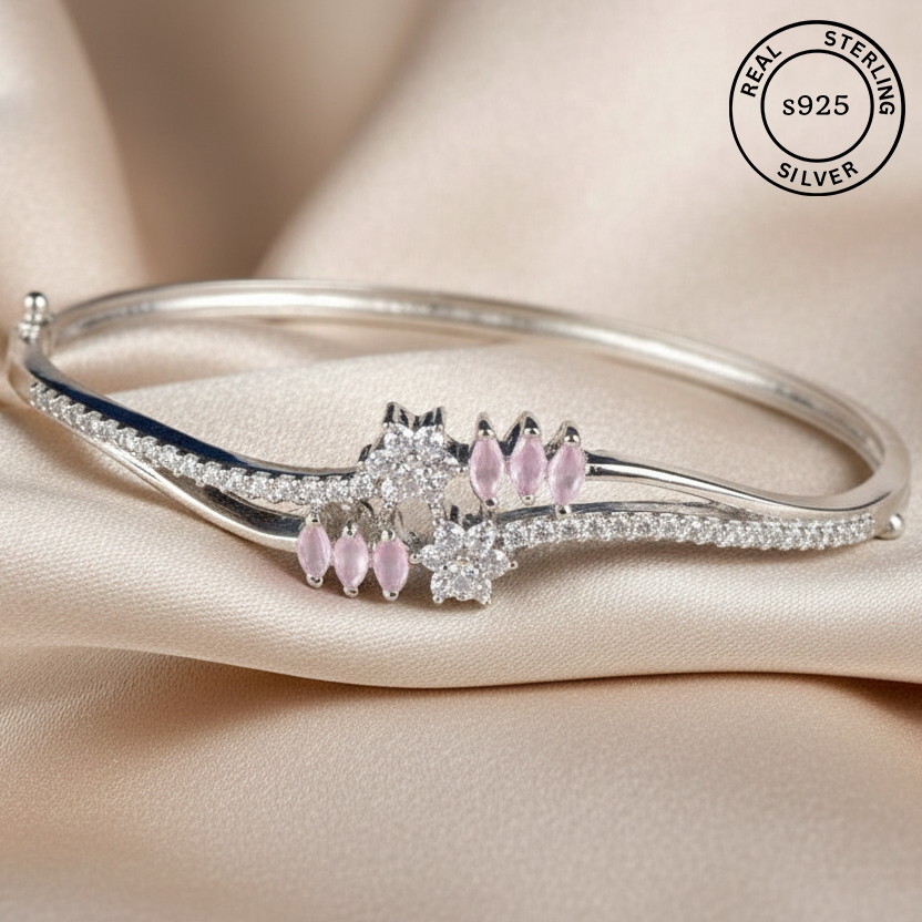 925 Sterling Silver Princess Mauve Kada Bracelet