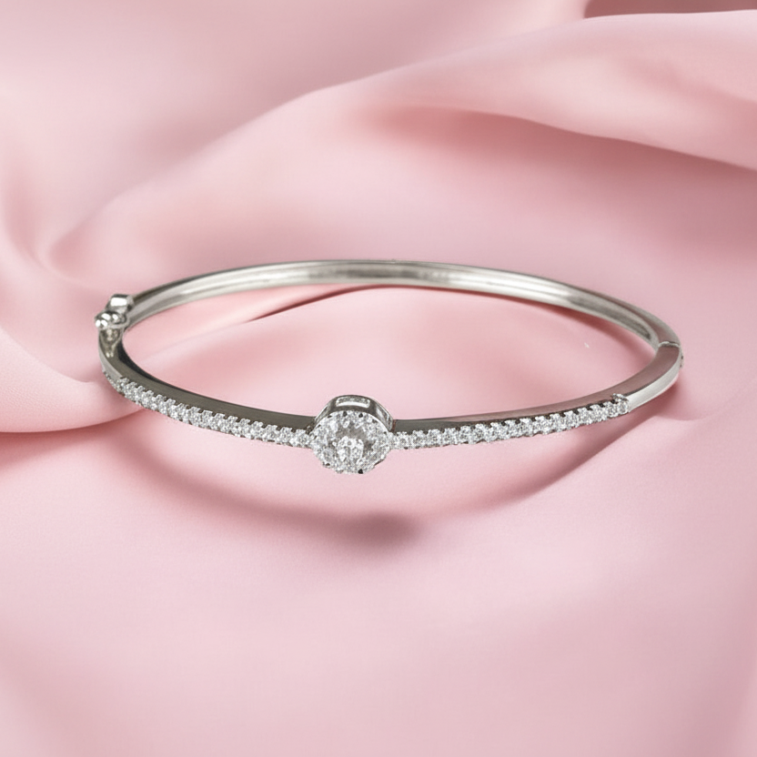 925 Sterling Silver Zircon Kada Bracelet