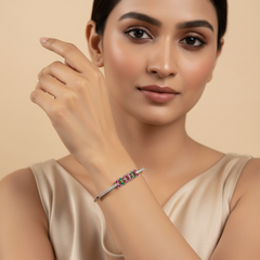 925 Sterling Silver Multicolor Kada Bracelet