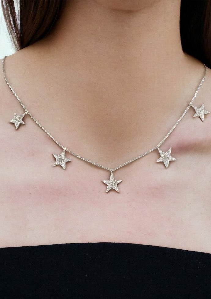 925 Sterling Silver dazzling Stars Necklace