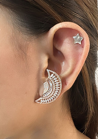 Crystal Cascade 925 Sterling Silver Ear Studs - Rose Gold