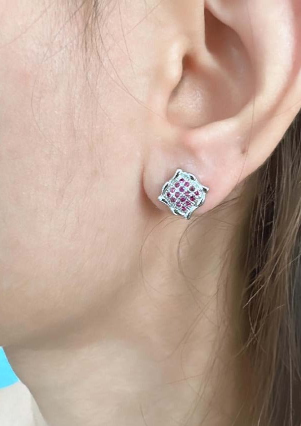 925 Sterling Silver Ruby Red Zircon Studs