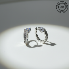 Luna Heart Huggie Hoop Earrings in 925 Sterling Silver