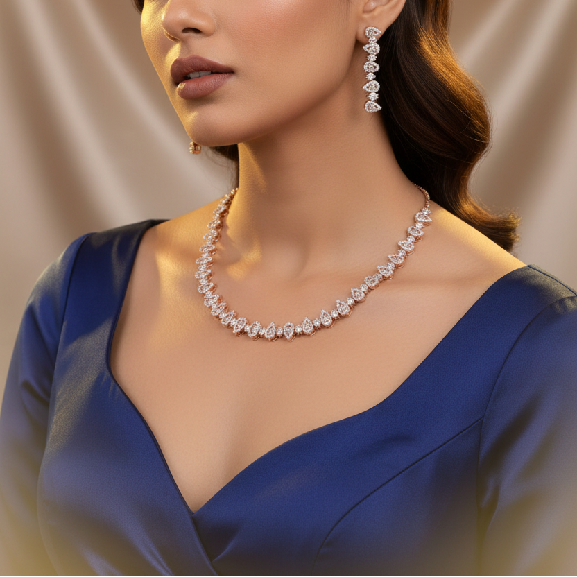 925 Sterling Rose Gold Celestial Necklace Set
