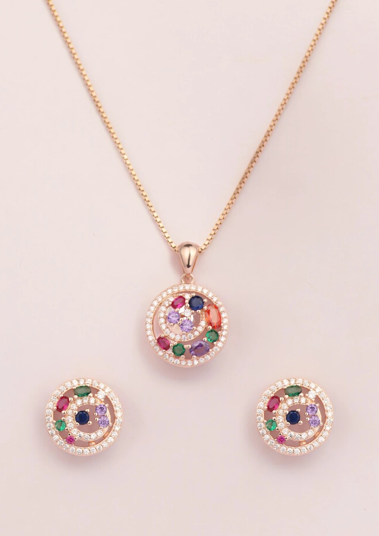 Rosegold Swirls Splendor Pendant Set