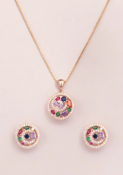 Rosegold Swirls Splendor Pendant Set