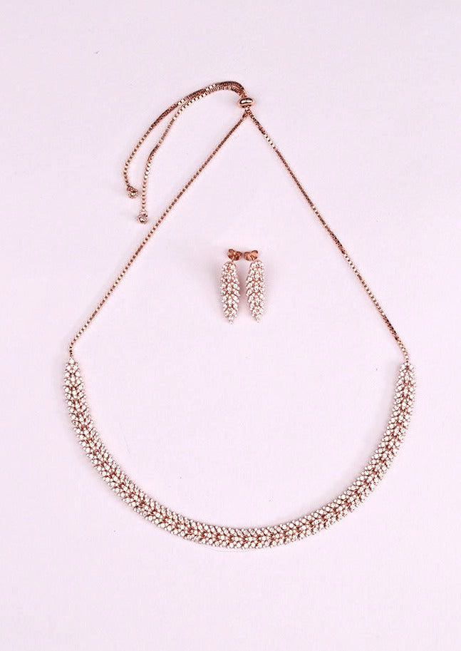 925 Sterling RoseGold Queens Necklace Set