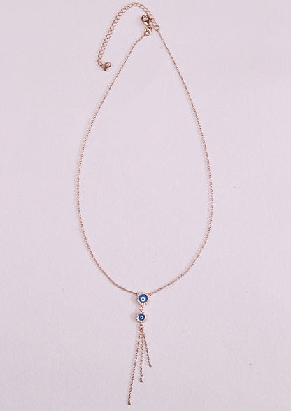 925 Sterling Rose Gold Evil Eye Necklace