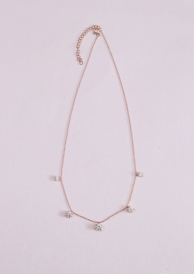 925 Sterling Silver Rose Gold Zircon Necklace