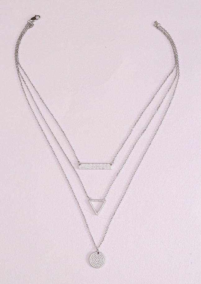 925 Sterling Triple layered TriGeo Necklace