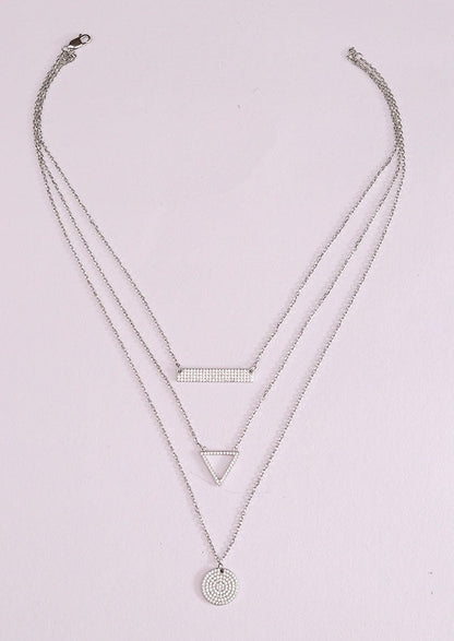 925 Sterling Triple layered TriGeo Necklace