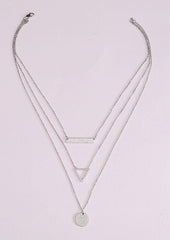 925 Sterling Triple layered TriGeo Necklace