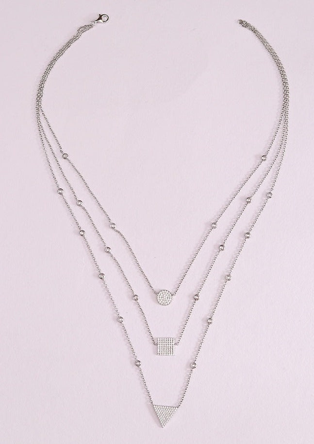 925 Sterling Triple layered TriGeo Necklace