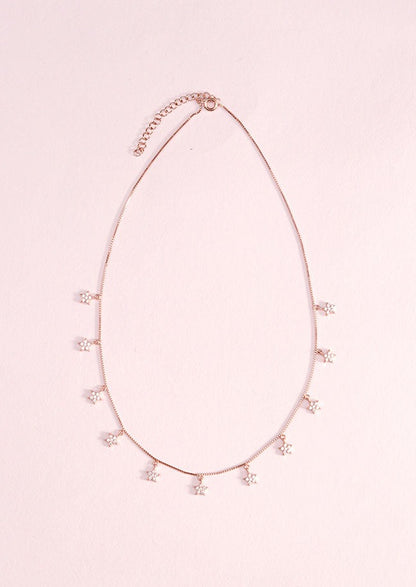 925 Sterling Rosegold Star Elegance Necklace