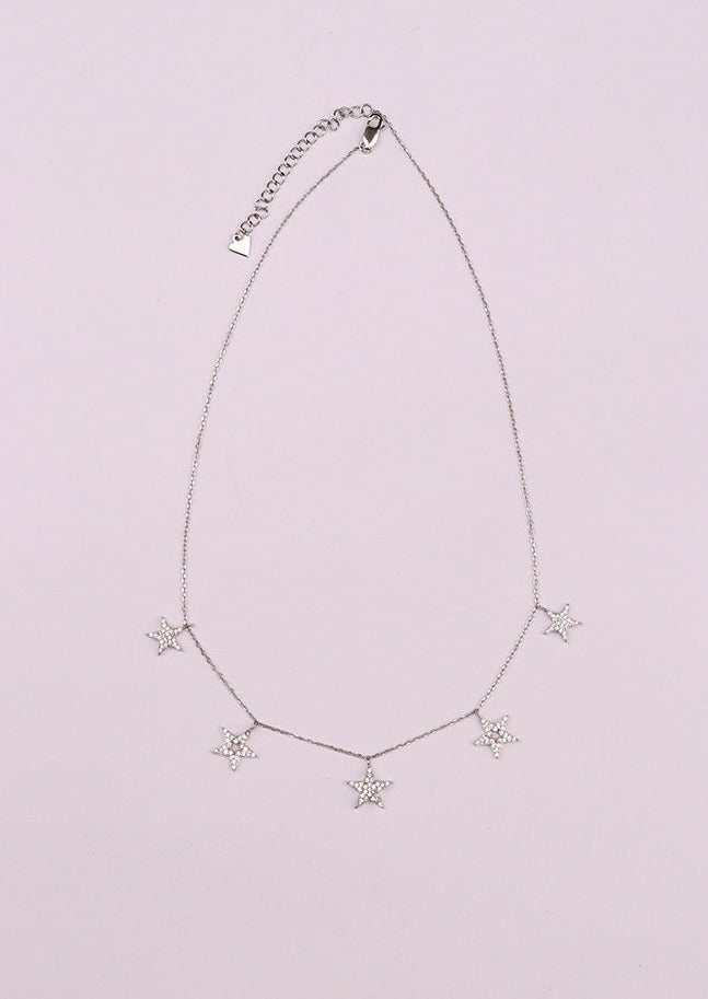 925 Sterling Silver dazzling Stars Necklace