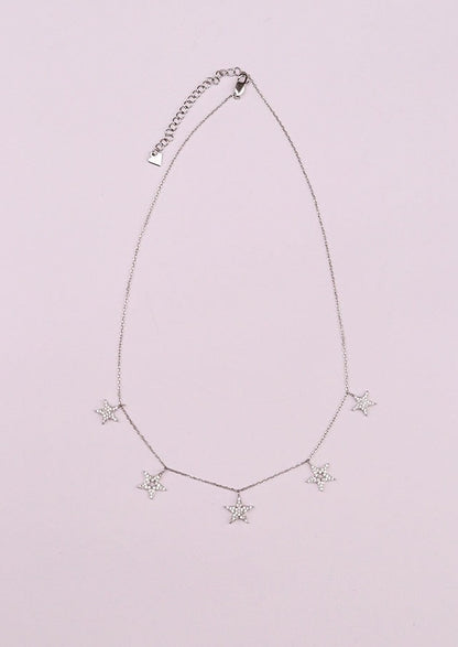 925 Sterling Silver dazzling Stars Necklace