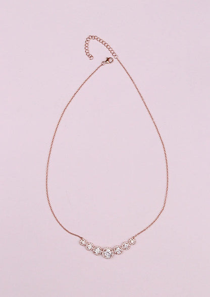 925 Sterling Silver Rose Gold 5 Solitaire Necklace