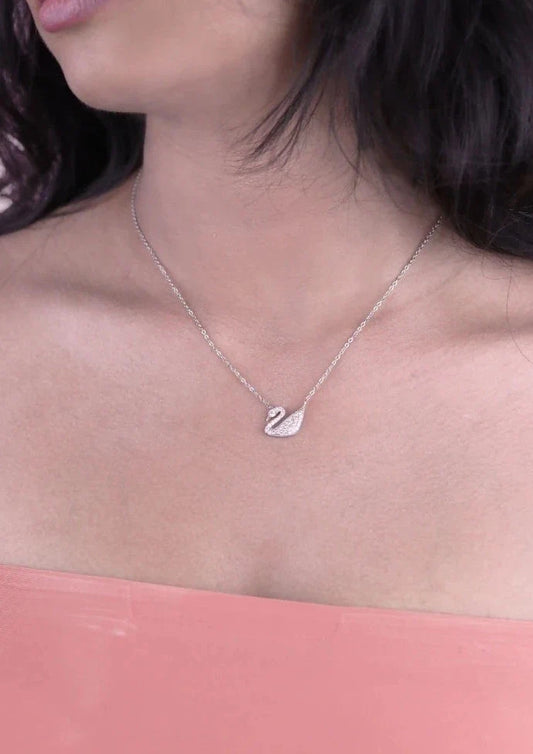 925 Sterling Silver Swan Necklace with Chain