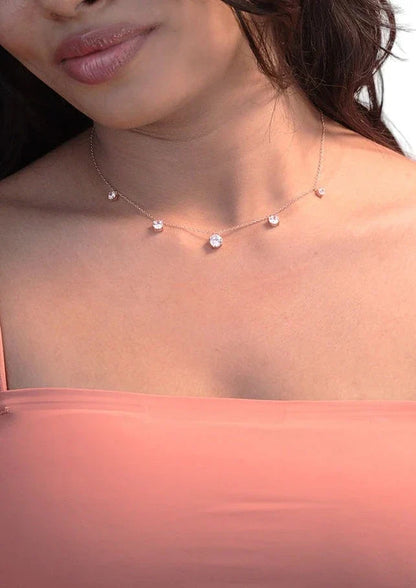 925 Sterling Silver Rose Gold Zircon Necklace