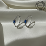 925 Sterling Silver Midnight Sapphire Blue Hoop Earrings