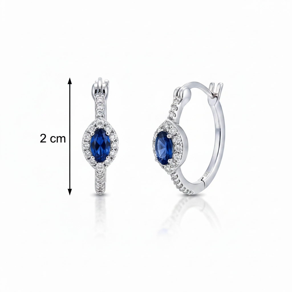 925 sterling silver blue gemstone earring 
