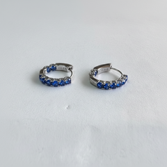 925 Sterling Silver Sapphire Blue Spark Hoop Earrings