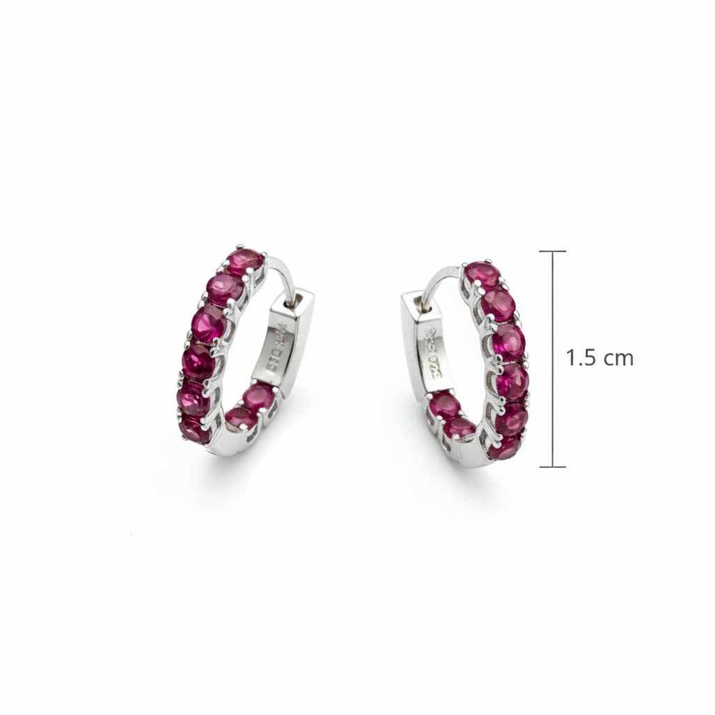 925 Sterling Silver Ruby Blush Hoop Earrings